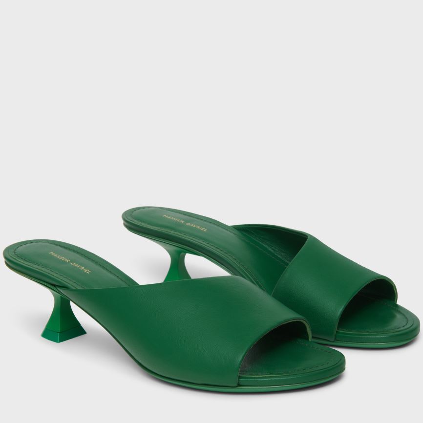 Women\'s Mansur Gavriel Kitten Open Toe Mules Green | AU M024IR